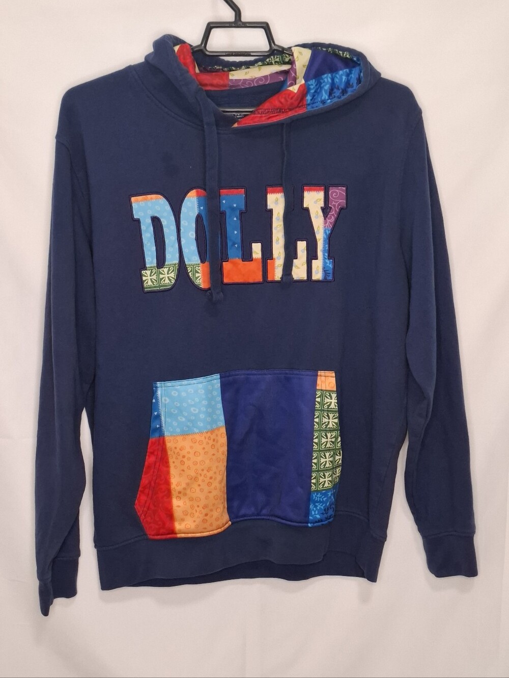 Dollywood Coat Of Many Colors Patchwork Pullover Hoodie Large